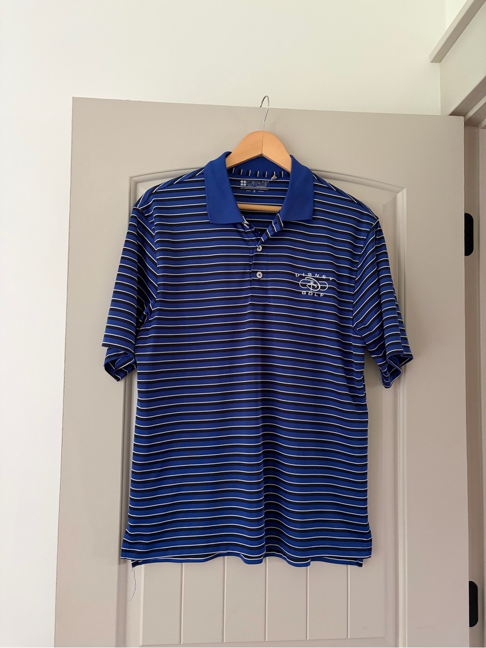 GEAR For Sports Disney Golf Blue Striped Polo Shirt Small Embroidered Logo
